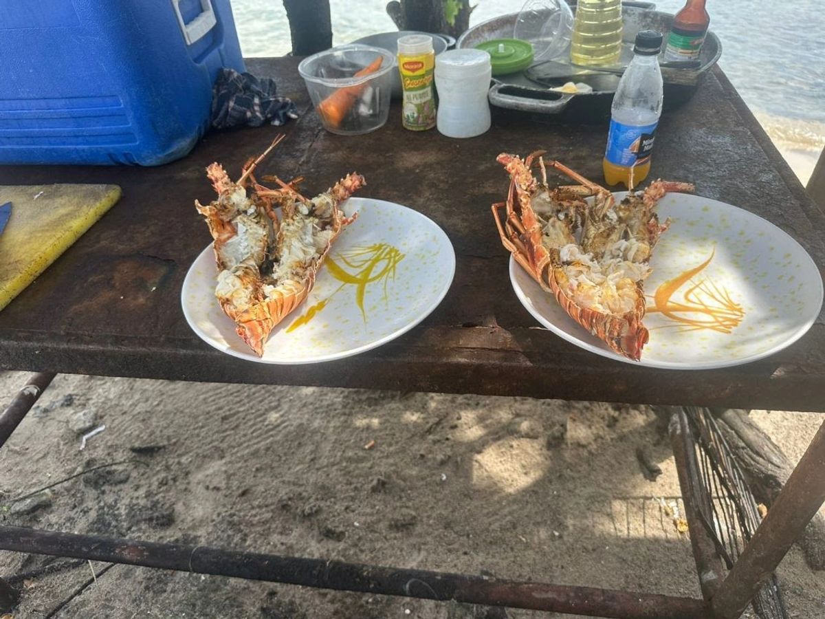 Fresh grilled lobster served by the sea